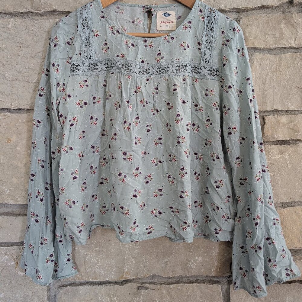 Wild Blue bell sleeve blouse